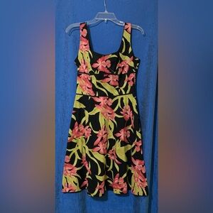 Speechless Floral 5 Juniors Dress Coral Green on Black Cotton Spandex